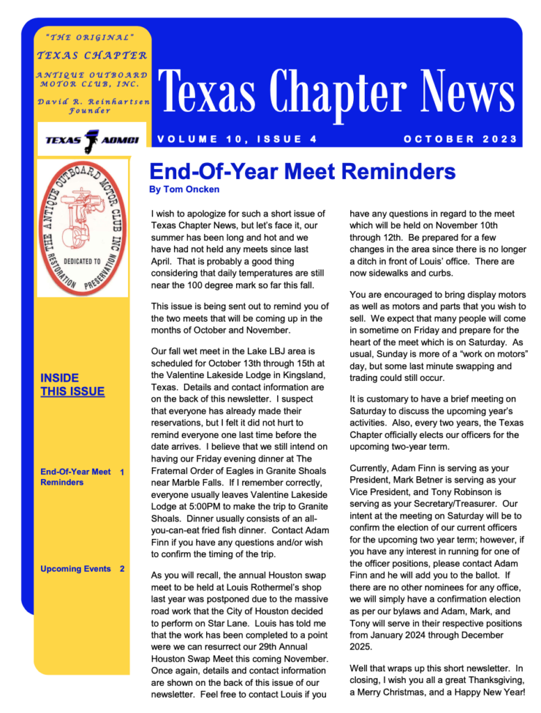 Texas Chapter News – October 2023